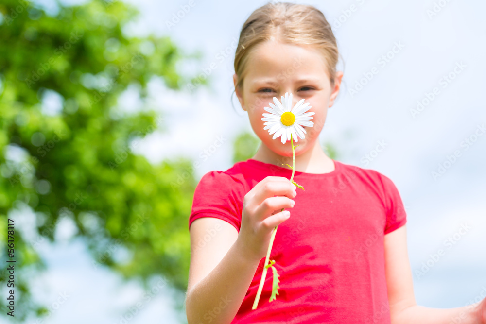 Girl with buttercups in summer outdoors Girl with buttercups in summer outdoors