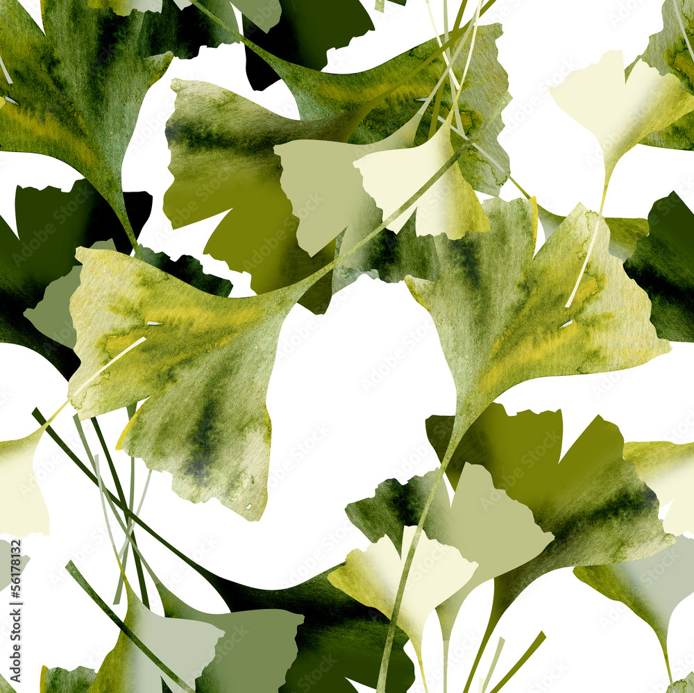 Naklejka premium Ginkgo Seamless Pattern