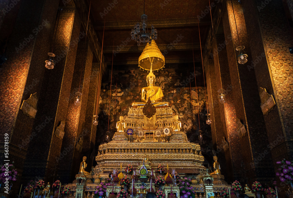 buddha statue beautiful in the church at Bangkok, Thailand