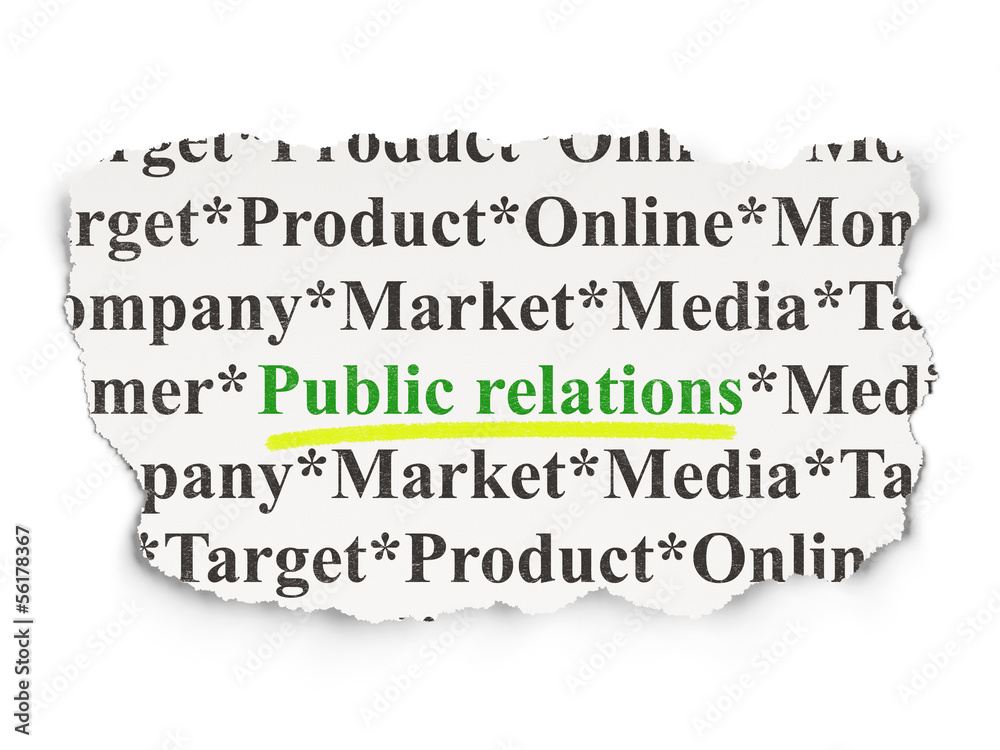 Advertising concept: Public Relations on Paper background