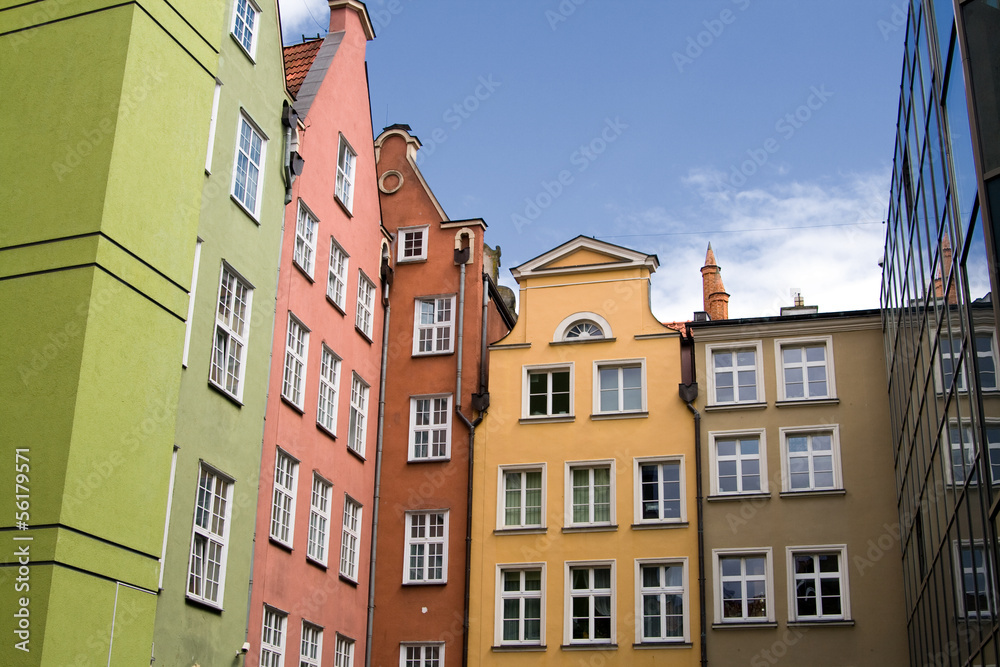 Colorful buildings in Gdansk, Poland, Europe.