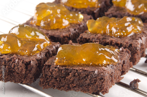 brownie baked with orange whiskey marmalade