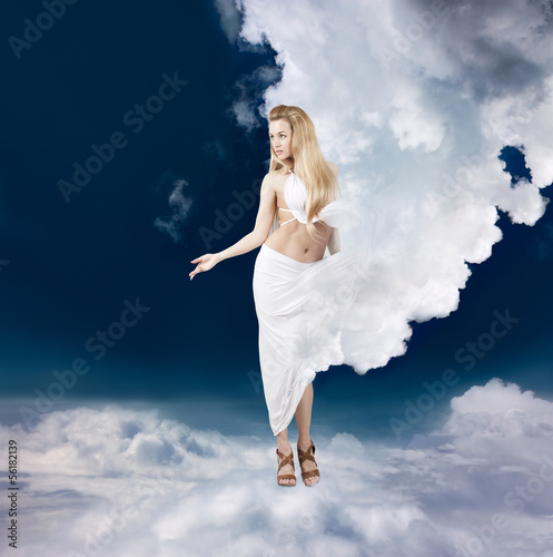 Ancient Greek Goddess in Clouds photo