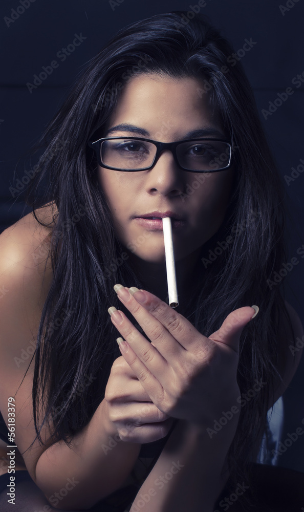 Sexy woman smoking cigarette Stock Photo Adobe Stock