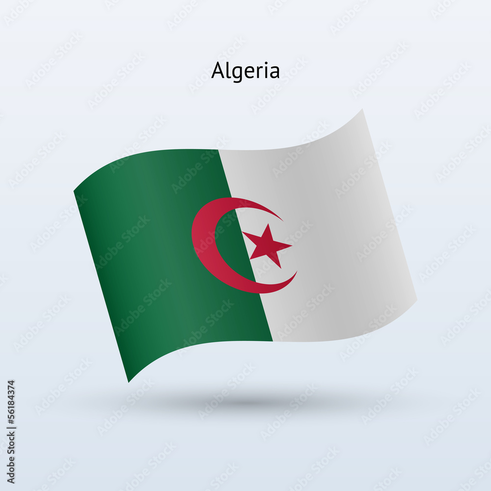 Algeria flag waving form. Vector illustration. Algeria flag waving form. Vector illustration.