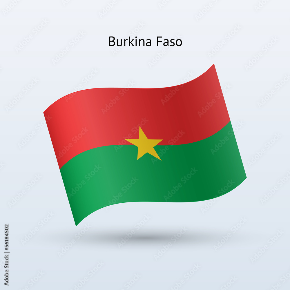 Burkina Faso flag waving form. Burkina Faso flag waving form.