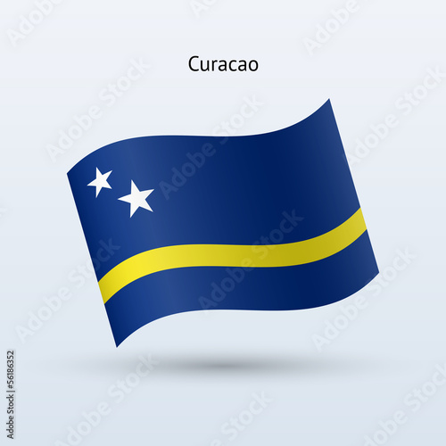 Curacao flag waving form. Vector illustration.
