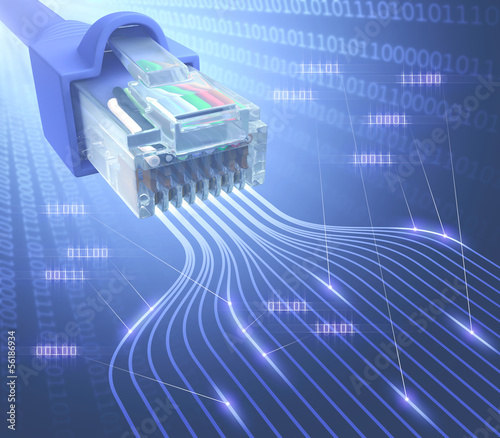 Obraz na płótnie RJ45 modular connector cable for computer