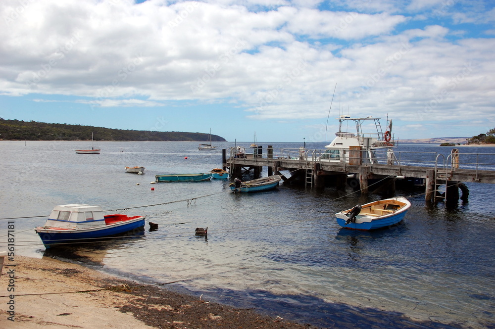 Fishing boats at Emy bay, Kangaroo Island, South Australia.