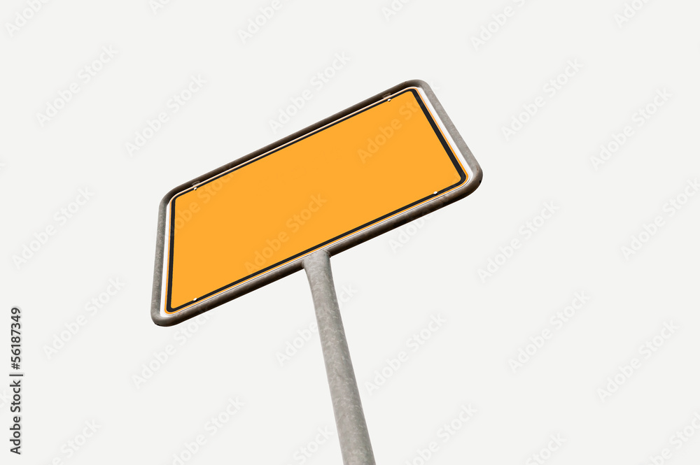 Ortsschild ohne Schrift - freigestellt - Froschperspektive Ortsschild ohne Schrift - freigestellt - Froschperspektive