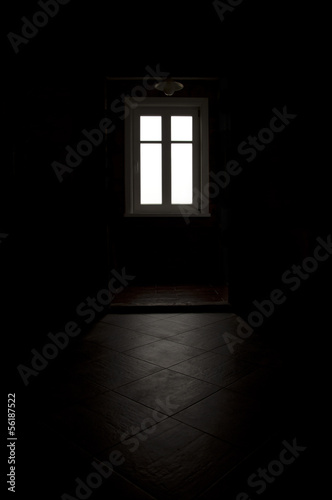 Black room  white window light