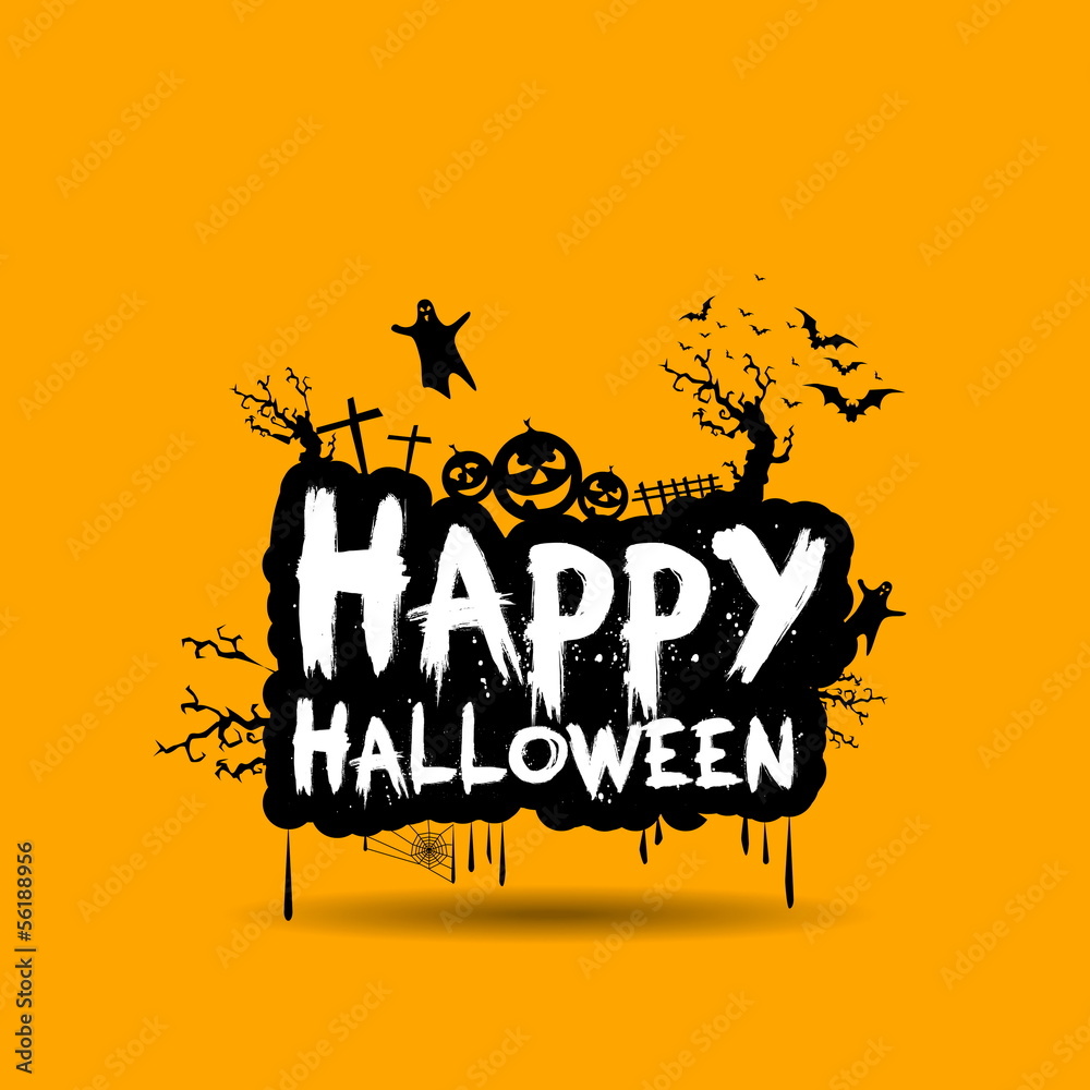 Happy Halloween sign and theme design background - vector illust