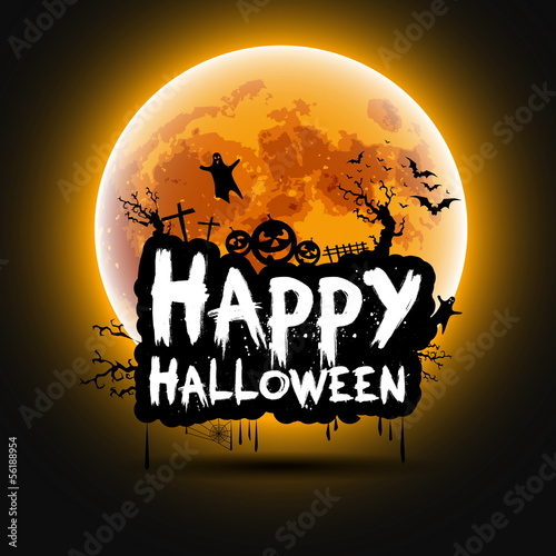 Happy Halloween sign and theme design background - vector illust