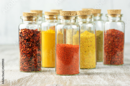 Spices in bottles