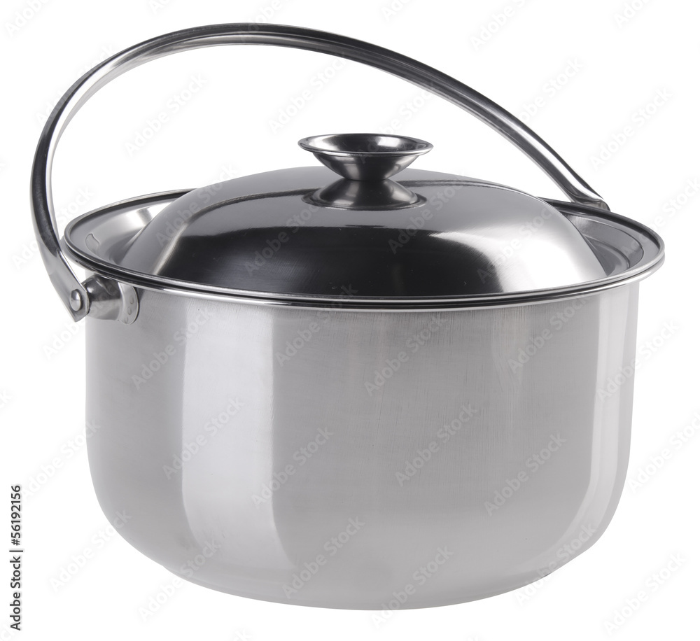 pot, Stainless steel pot on white background pot, Stainless steel pot on white background