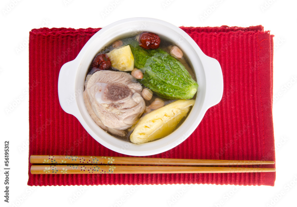 Chicken and herb soup, Chinese food style. Chicken and herb soup, Chinese food style.