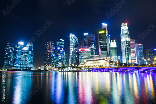 Singapore city at night © leungchopan