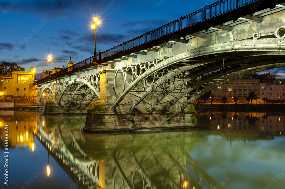 Triana Bridge Sevilla at dusk