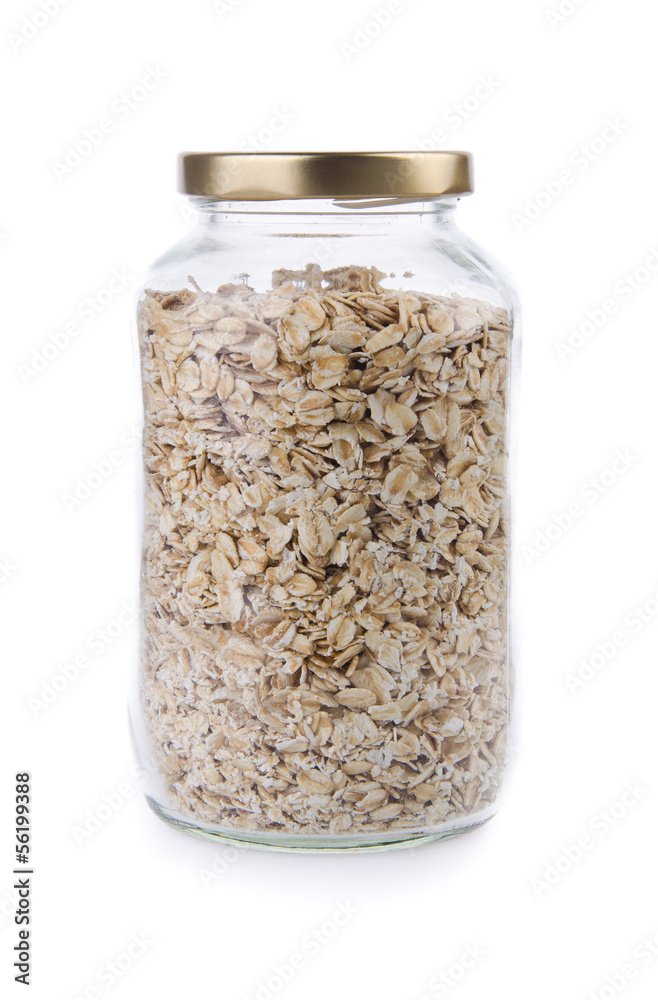 Oat flakes in a glass jar Oat flakes in a glass jar