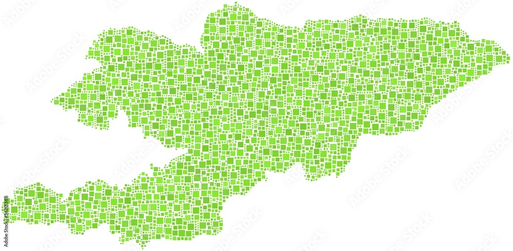 Map of Kyrgyzstan - Asia - in a mosaic of green squares
