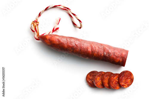 sliced tasty chorizo sausage photo