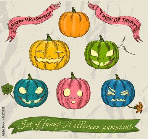 Halloween pumpkins set.