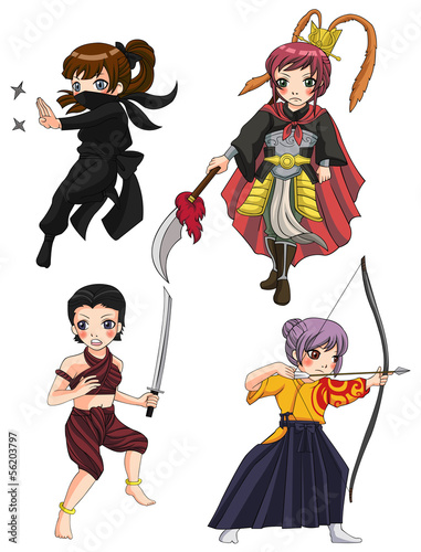 Warriors girl from various culture set 3