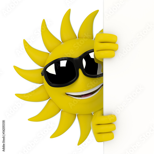 3d sun hiding behind a corner