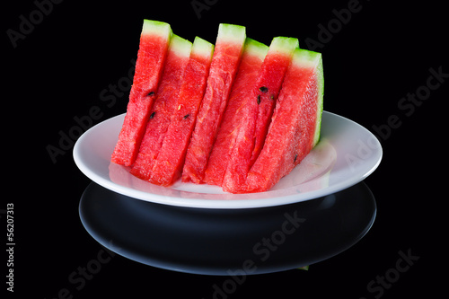 watermelon pieces on a plate