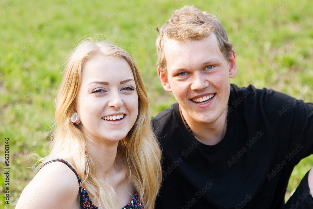 Students having fun in a park