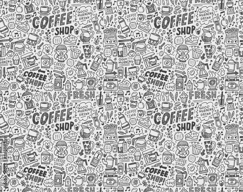 seamless doodle coffee pattern background seamless doodle coffee pattern background