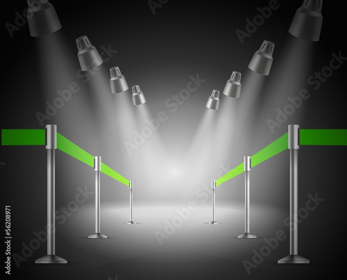 The shined green way entrance. Vector illustration