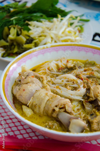 noodle or kanomjeen with chicken photo