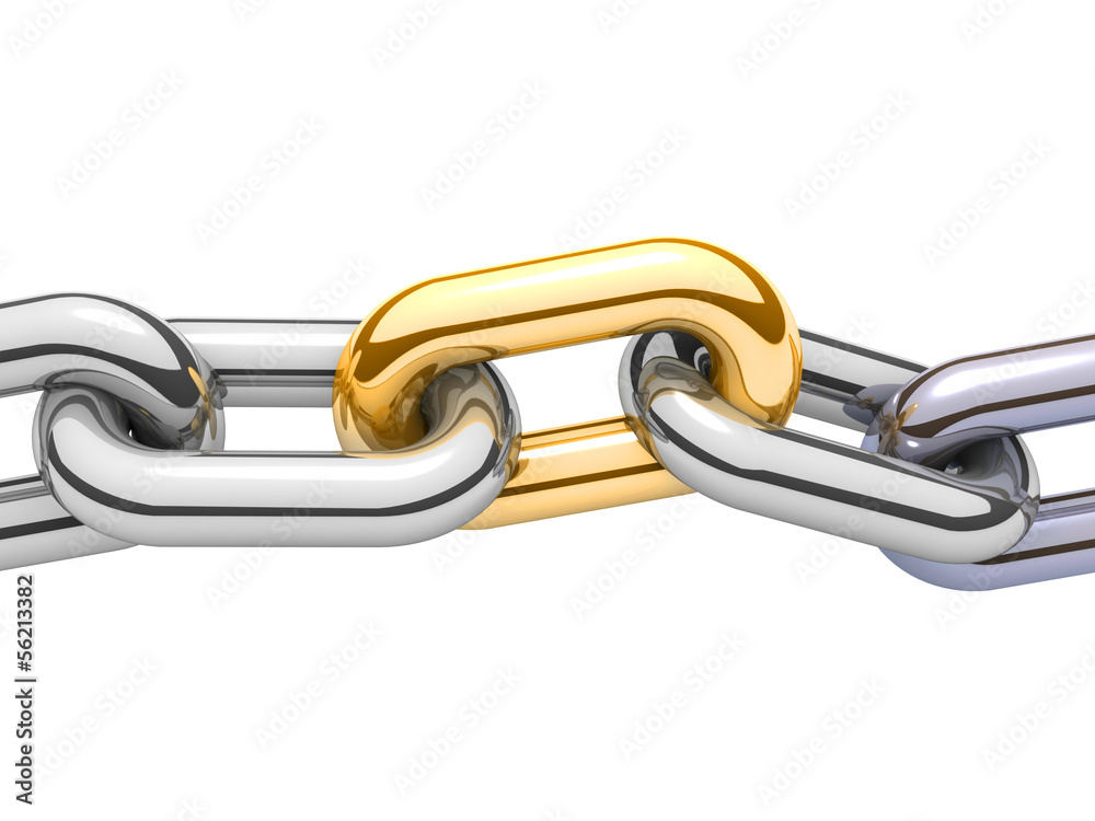 Fototapeta premium Abstract 3D illustration of a single chain link isolated on white background.