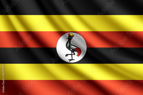 Waving flag of Uganda, vector