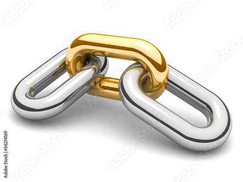 Abstract 3D illustration of a single chain link isolated on white background.