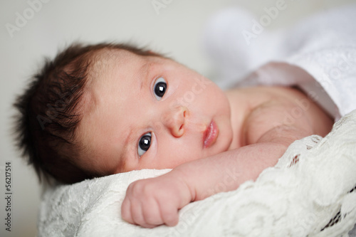 Newborn baby girl - new life, beautiful portrait photo