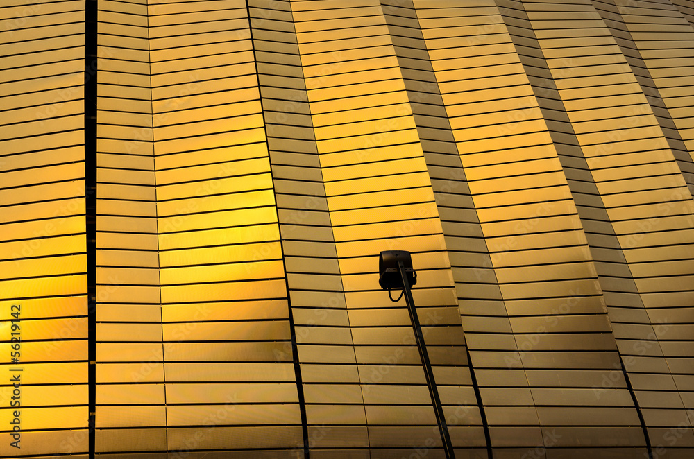 Fototapeta premium Side curtain of footbal stadium with spot light