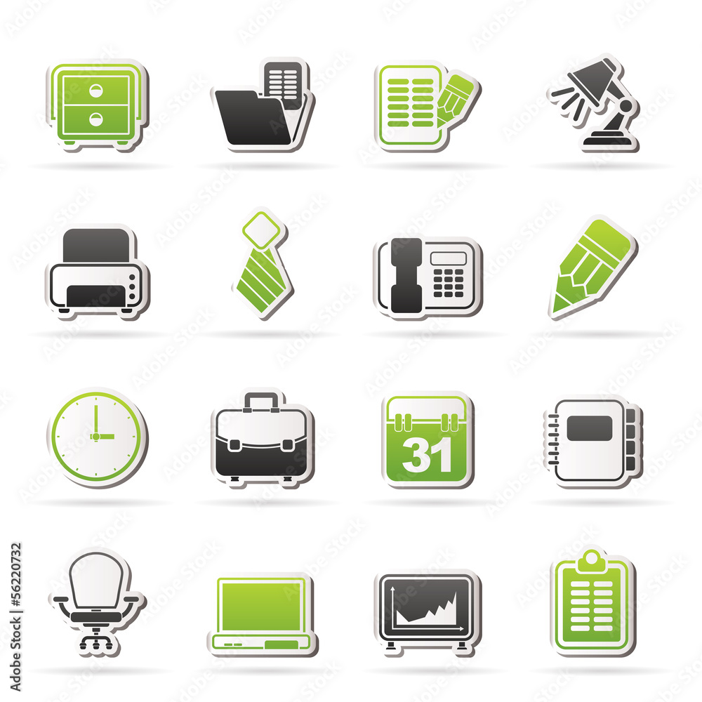 Business and office equipment icons - vector icon set Business and office equipment icons - vector icon set