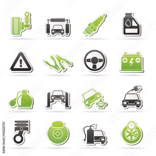 Car and road services icons - vector icon set