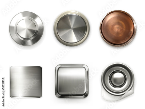 Detailed metal buttons, set