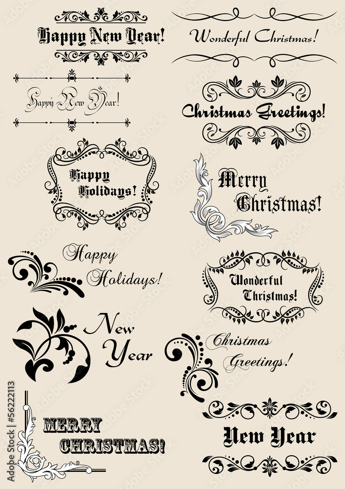 Winter holidays calligraphic elements Winter holidays calligraphic elements