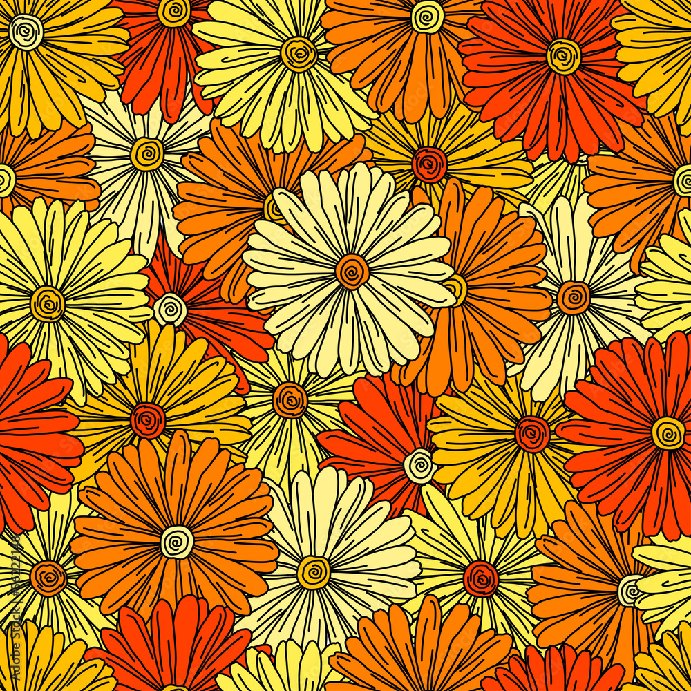 Camomiles seamless background