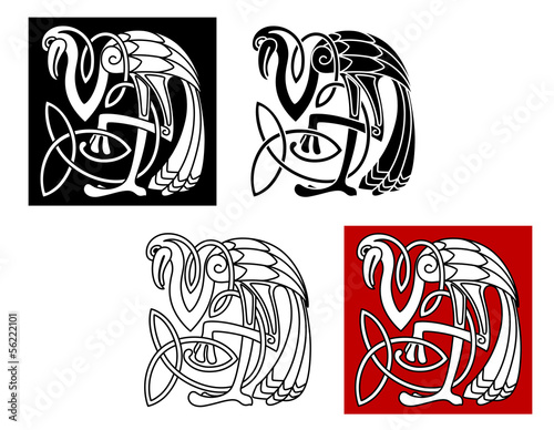 Heron bird in celtic style