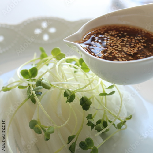 radish and sprout with seseme dressing photo