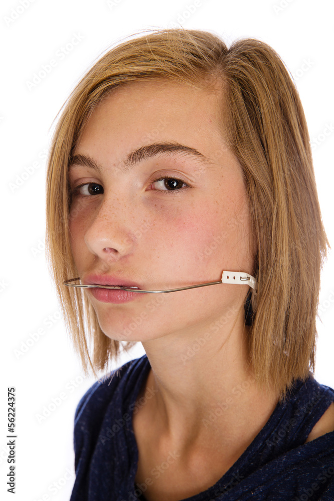 teenager with headgear