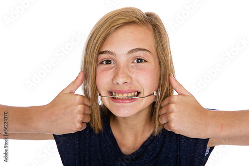 Happy young girl with headgear