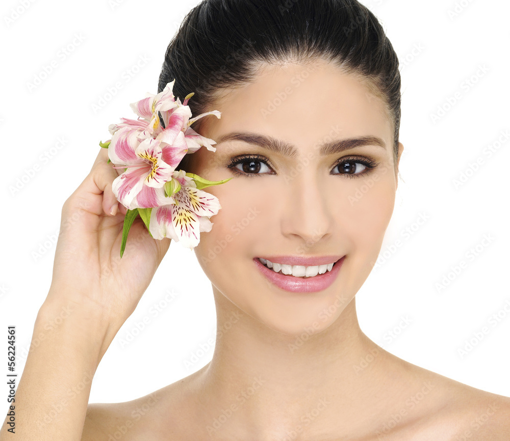 A young woman with orchid,