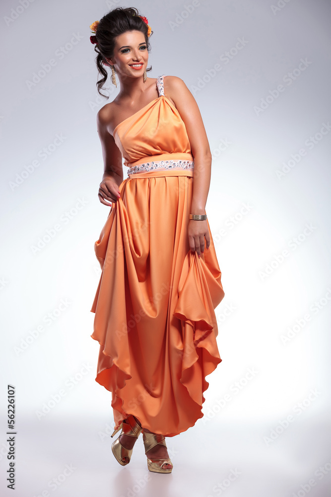 beauty woman smiles while looking away beauty woman smiles while looking away