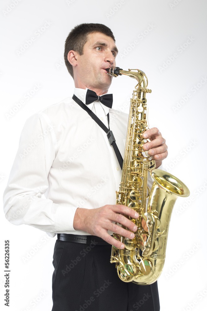 Fototapeta premium Close up of saxophonist